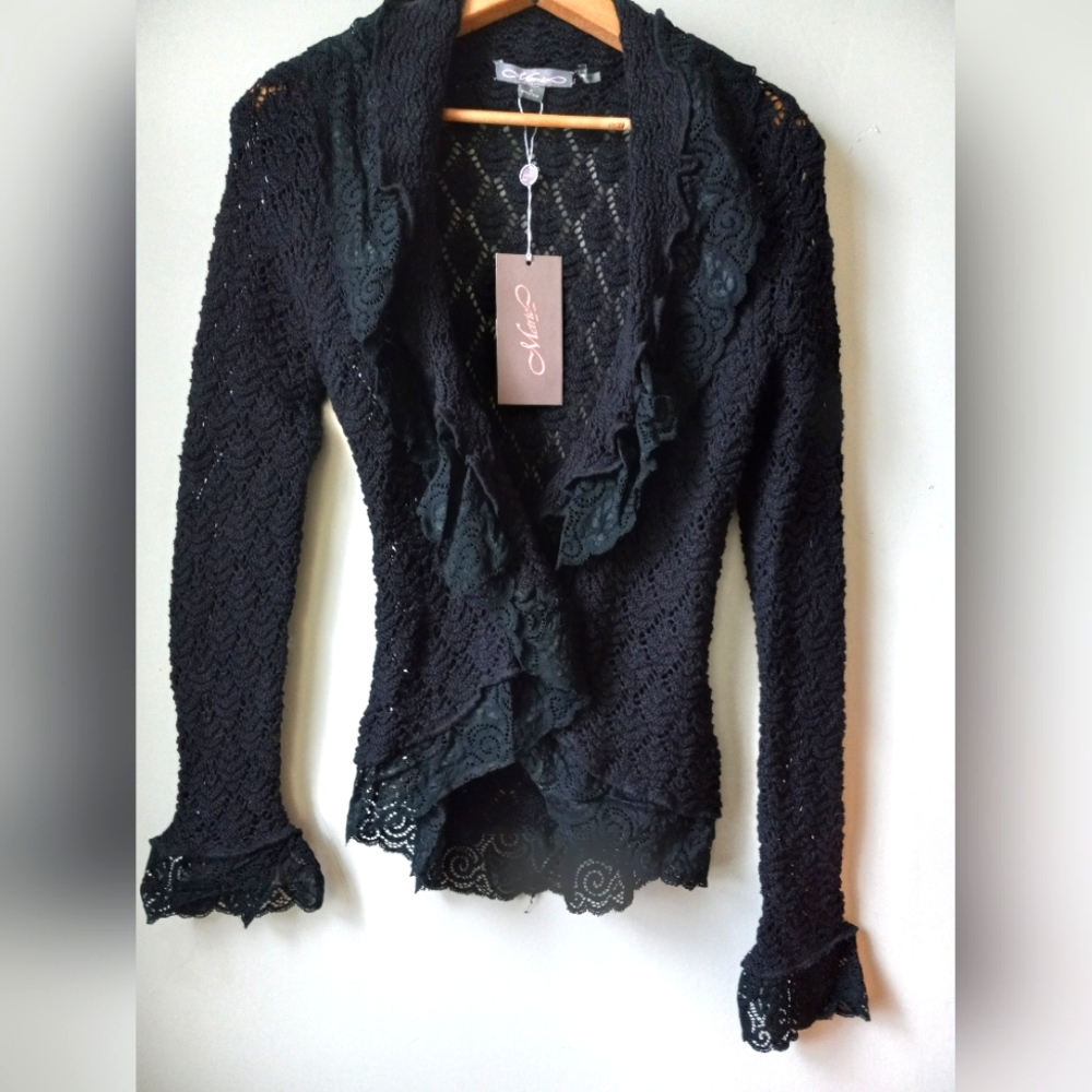 Metric Boutique Label Ruffle Lace Sweater Cardigan